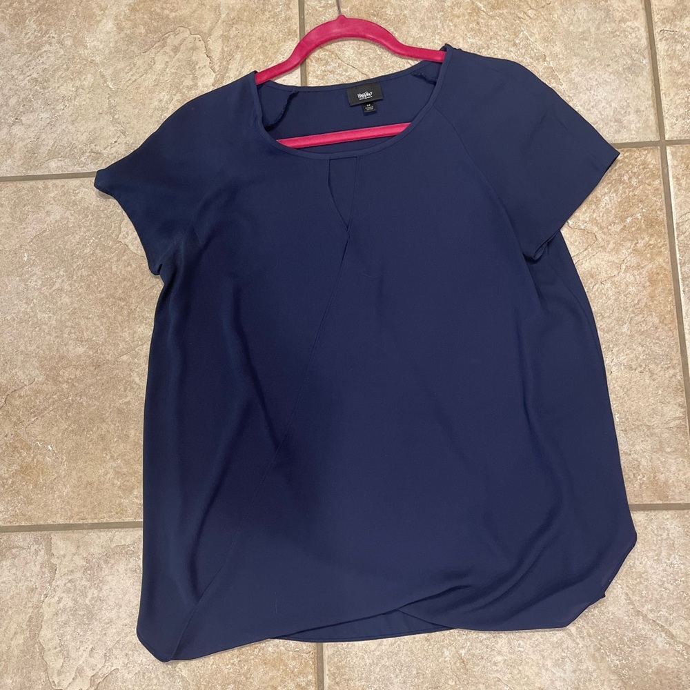 MOSSIMO Navy Blue Blouse Top Short Sleeve Polyester